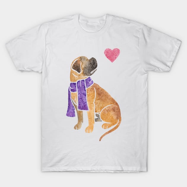 Watercolour Bullmastiff T-Shirt by animalartbyjess